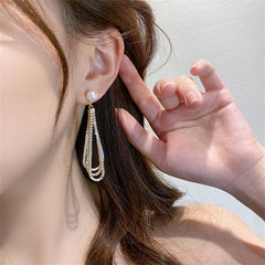 Bông Tai Tòn Teng Dáng Giọt Nước Đính Đá Trắng