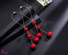 Bông tai tòn teng 4 hạt trai