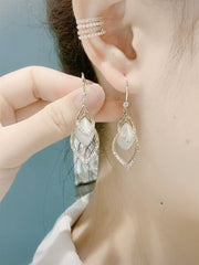 Bông Tai Tòn Teng Hình Thoi Đá Mắt Mèo Dạng Móc