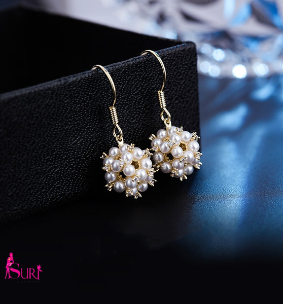 Bông tai ngọc trai đính hạt