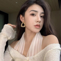 Bông Tai Tòn Teng Tam Giác Lưới Hình Học Cá Tính