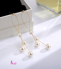 Bông tai tòn teng 4 hạt trai