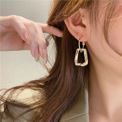 Bông Tai Tòn Teng Khoen Vàng Hình Học Chữ  Nhật Hợp Kim Cá Tính