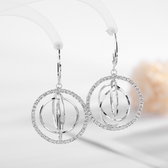 Bông Tai Tòn Teng Khoen Tròn Bạc Đan Xen Đính Đá