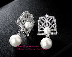 Bông tai đá vuông đính ngọc trai dự tiệc