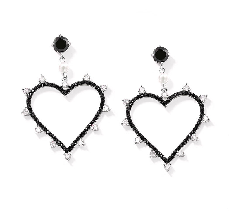 Bông Tai Trái Tim Viền Đá