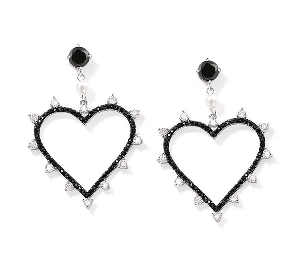 Bông Tai Trái Tim Viền Đá