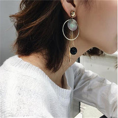 Bông tai tòn teng hình học phối khoen