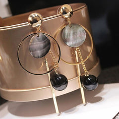 Bông tai tòn teng hình học phối khoen