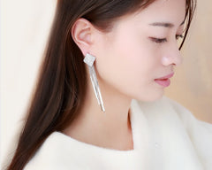 Bông tai tòn teng bạc đính đá 4