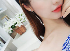 Bông tai tòn teng 2 ngọc trai