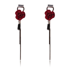 Bông Tai Tòn Teng Hoa Hồng Đỏ