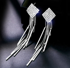 Bông tai tòn teng bạc đính đá 2