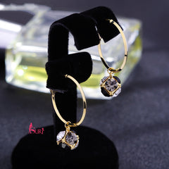 Bông tai khoen đính đá 2 màu