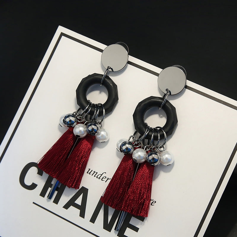 Bông tai tòn teng tua rua kép