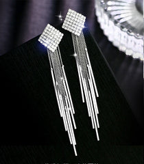 Bông tai tòn teng bạc đính đá 3