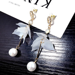 Bông tai tòn ten hoa phối ngọc trai TS3