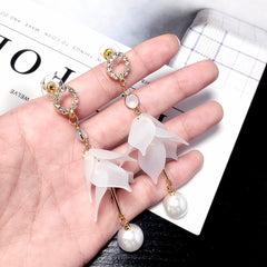 Bông tai tòn ten hoa phối ngọc trai TS3