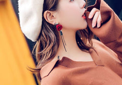 Bông Tai Tòn Teng Hoa Hồng Đỏ