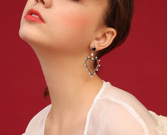 Bông Tai Trái Tim Viền Đá