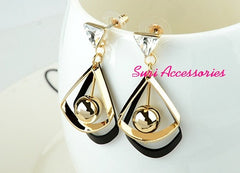 Bông tai tòn teng hạt châu kép