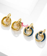 Bông Tai Tòn Teng Khoen Tròn Đôi Màu Sắc Cá Tính