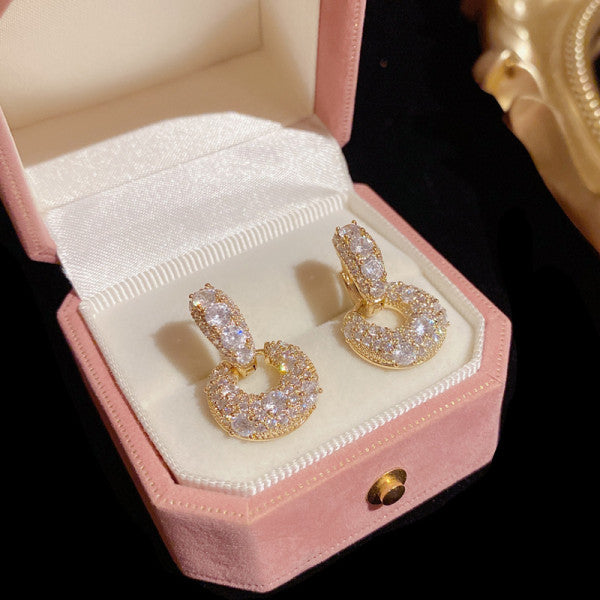 Bông Tai Khoen Tròn Đôi Đính Đá 2 Kiểu