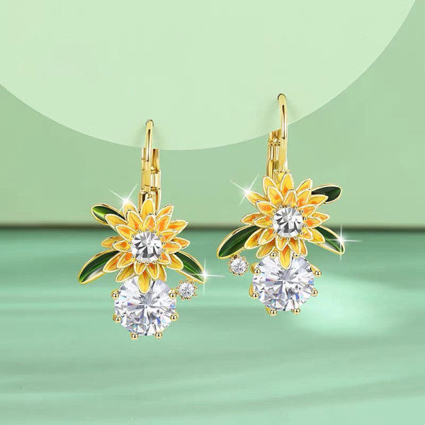 Bông Tai Tòn Teng Khoen Hoa Cúc Phối Đá Trắng