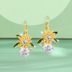 Bông Tai Tòn Teng Khoen Hoa Cúc Phối Đá Trắng