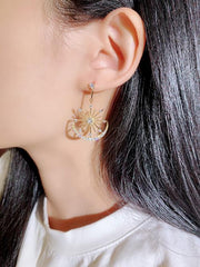 Bông Tai Tòn Teng Sao Băng Vàng Đính Đá