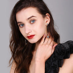 Bông Tai Tòn Teng Quả Cầu Đá Xám 1 Sợi