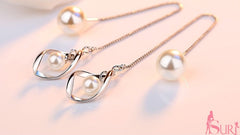 Bông tai tòn teng ngọc trai trước sau