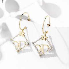 Bông Tai Khoen Vàng Hình Thoi Nạm Đá OD