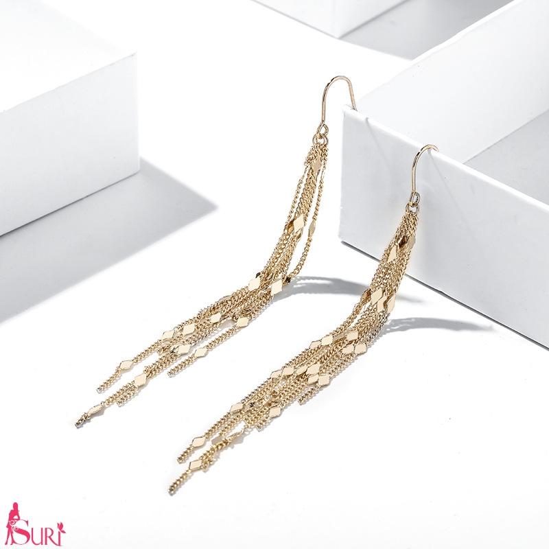 Bông Tai Tòn Teng Tua Rua Vàng Đồng Dạng Móc