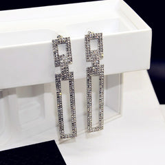 Bông Tai Tòn Teng Hình Chữ Nhật Đính Đá