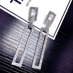 Bông Tai Tòn Teng Hình Chữ Nhật Đính Đá