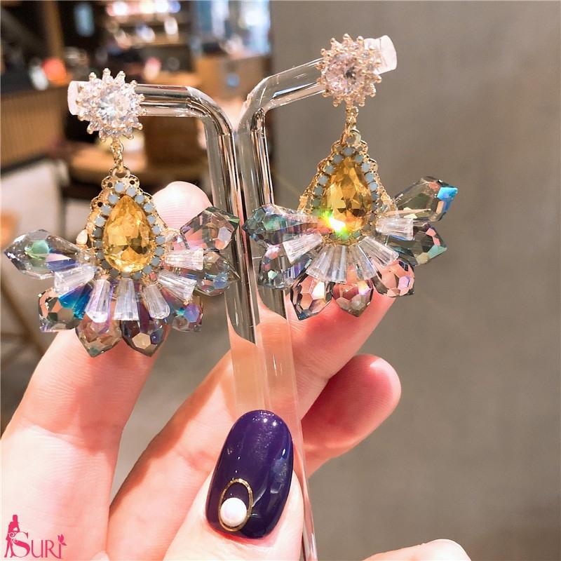 Bông Tai Tòn Teng Rẻ Quạt Đá Tinh Thể