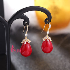 Bông Tai Tòn Teng Ngọc Trai Dạng Móc Đính Đá