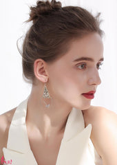 Bông Tai Tam Giác Lấp Lánh Khoen Tròn Đính Đá Dạng Móc