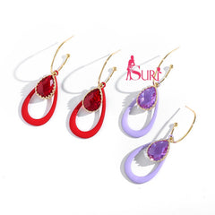 Bông Tai Tòn Teng Khoen 2 Giọt Nước Đính Đá Màu