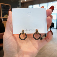 Bông Tai Khoen Tòn Teng Tròn Full Đá Đen