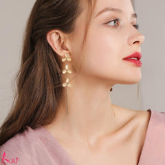 Bông Tai Tòn Teng Hoa 3 Cánh Hồng