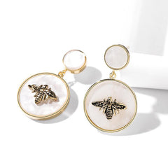 Bông Tai Tòn Teng Tròn Trắng Đính Ong