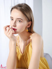 Bông Tai Tòn Teng Hình Thoi Vàng Chanh