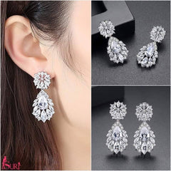 Bông Tai Đá Trắng CZ Dự Tiệc Cao Cấp