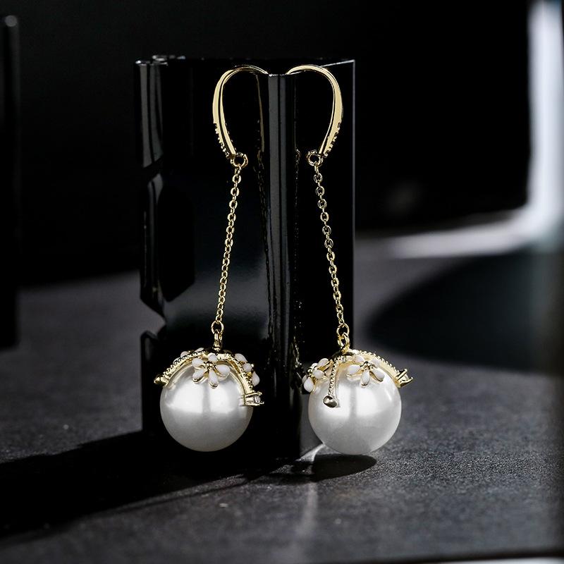 Bông Tai Tòn Teng Hoa Ngoc Trai Dạng Móc