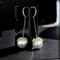 Bông Tai Tòn Teng Hoa Ngoc Trai Dạng Móc