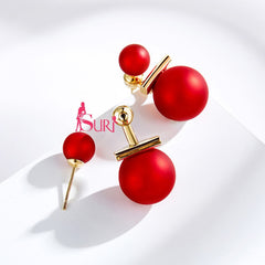 Bông Tai Ngọc Trai Đỏ Nhám Cực Sang Chảnh