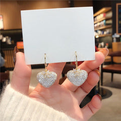 Bông Tai Khoen Trái Tim Đá Màu Đính Nơ Đá Nhỏ