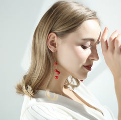 Bông tai tòn teng 4 hạt trai